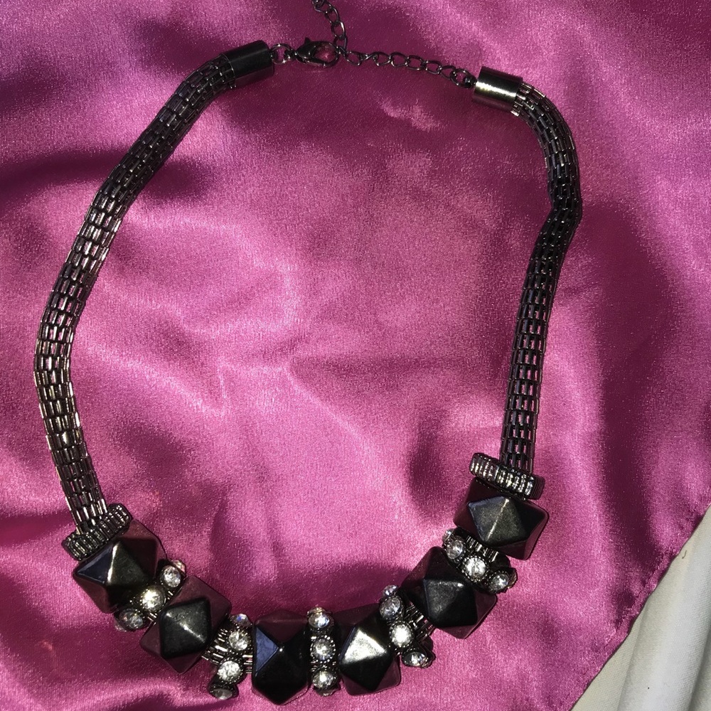 Edgy Black and Silver Metal Necklace